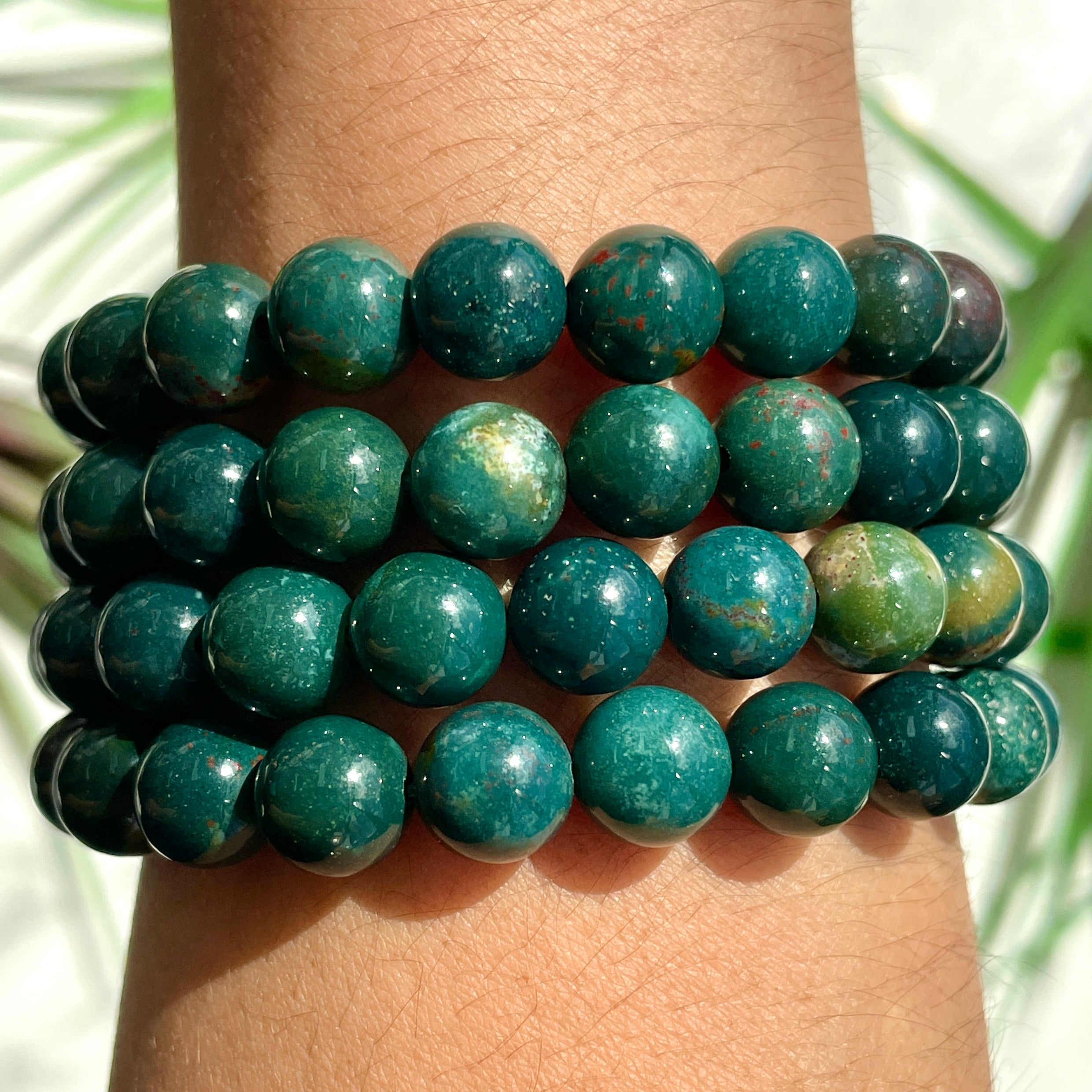 Bloodstone Beads Bracelet - 8mm Bloodstone Beads Bracelet - 8mm